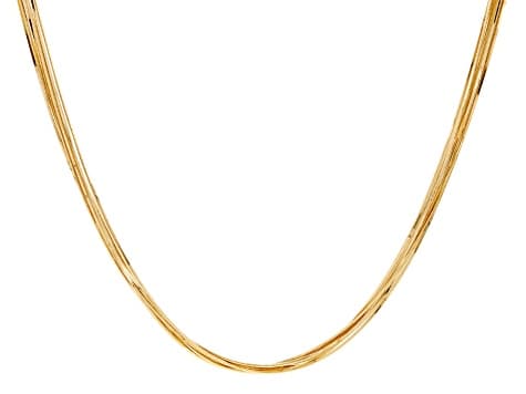 18k Yellow Gold Over Bronze Multi-Strand Square Snake 24 inch Necklace
