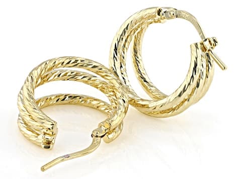 18k Yellow Gold Over Bronze Hoop Earrings
