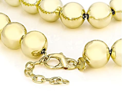 18k Yellow Gold Over Bronze 18mm Bead Necklace