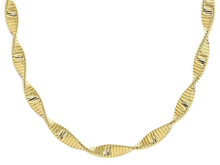 18k Yellow Gold Over Bronze Twisted Omega Necklace