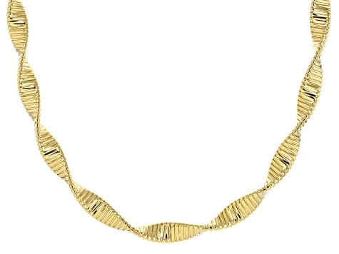 18k Yellow Gold Over Bronze Twisted Omega Necklace