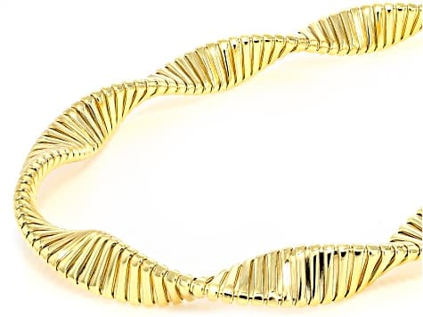 18k Yellow Gold Over Bronze Twisted Omega Necklace