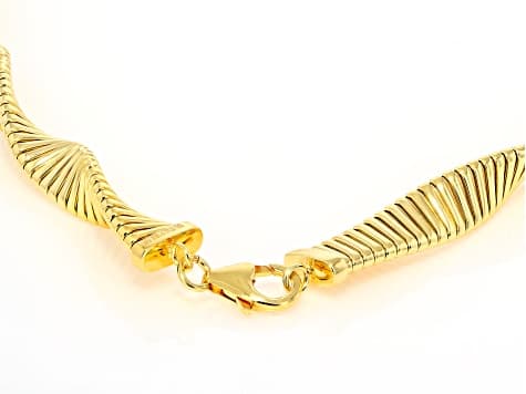 18k Yellow Gold Over Bronze Twisted Omega Necklace
