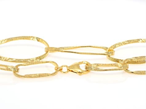 18k Yellow Gold Over Bronze Twisted Oval Necklace