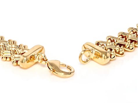 18k Yellow Gold Over Bronze 15.5mm Woven 18" Necklace