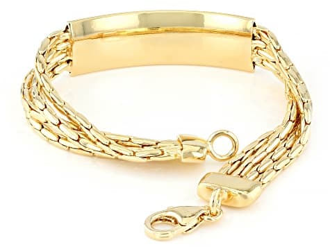 18k Yellow Gold Over Bronze Multi-Row Cardano Link ID Bracelet