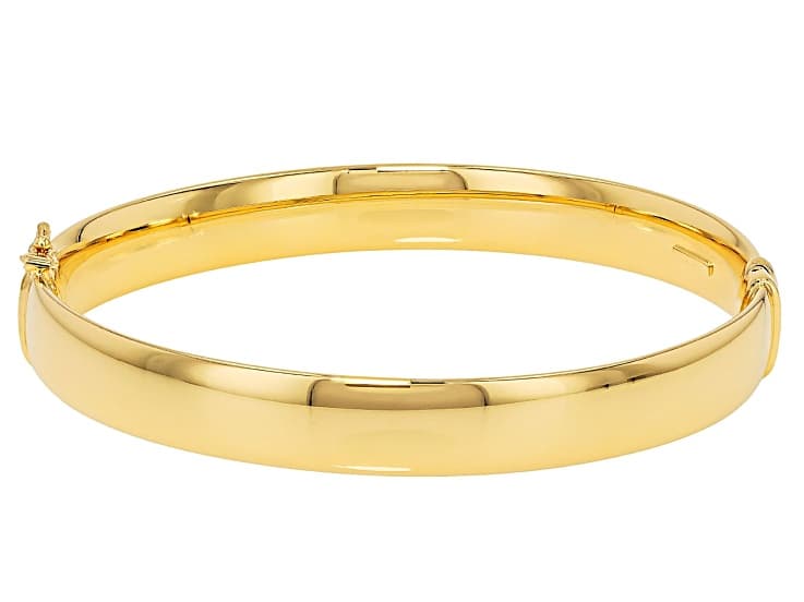 18k Yellow Gold Over Bronze Oval Bangle Bracelet