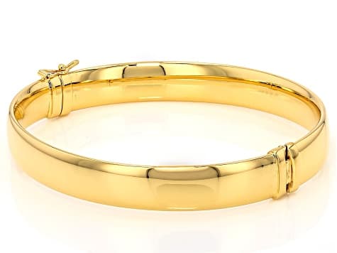 18k Yellow Gold Over Bronze Oval Bangle Bracelet