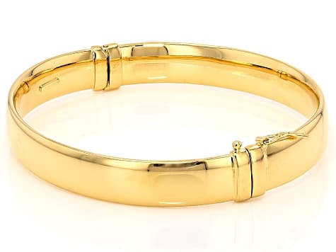 18k Yellow Gold Over Bronze Oval Bangle Bracelet