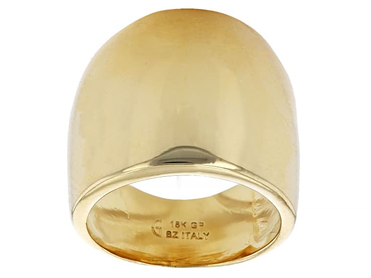 18K Yellow Gold Over Bronze Polished Martellato Statement Ring