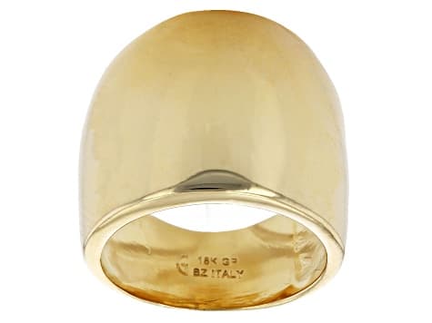 18K Yellow Gold Over Bronze Polished Martellato Statement Ring