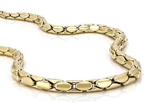 18K Yellow Gold Over Bronze Polished Graduated Cardano 22 Inch Necklace