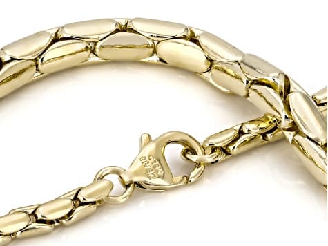 18K Yellow Gold Over Bronze Polished Graduated Cardano 22 Inch Necklace