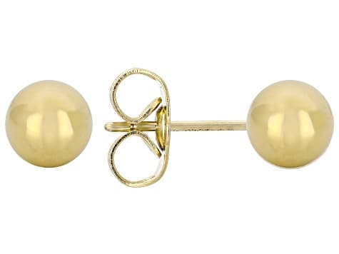 18K Yellow Gold Over Bronze Ball Stud, Greek Key & Polished Hoops Earring Set of 3
