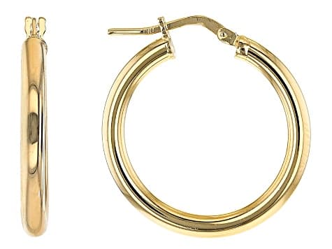 Moda Al Massimo® 18K Yellow Gold Over Bronze Set of 3 10MM-15MM-20MM Tube Hoop Earrings