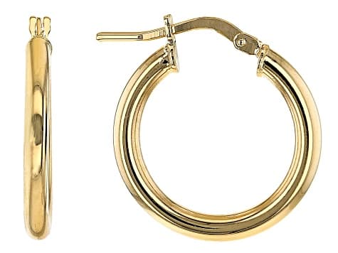 Moda Al Massimo® 18K Yellow Gold Over Bronze Set of 3 10MM-15MM-20MM Tube Hoop Earrings