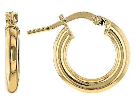 Moda Al Massimo® 18K Yellow Gold Over Bronze Set of 3 10MM-15MM-20MM Tube Hoop Earrings