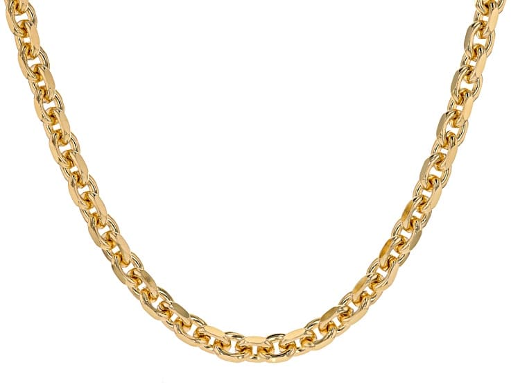 18k Yellow Gold Over Bronze Beveled Curb 20 Inch Chain