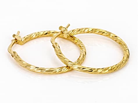Moda Al Massimo® 18k Yellow Gold Over Bronze Twisted 1" Hoop Earrings