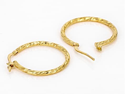 Moda Al Massimo® 18k Yellow Gold Over Bronze Twisted 1" Hoop Earrings