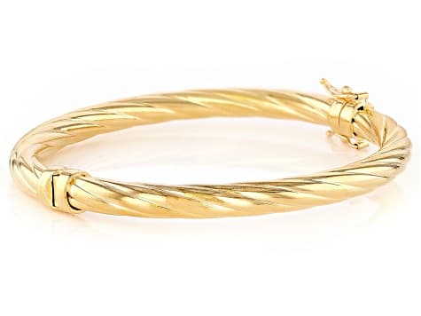 18k Yellow Gold Over Bronze 6mm Twisted Bangle
