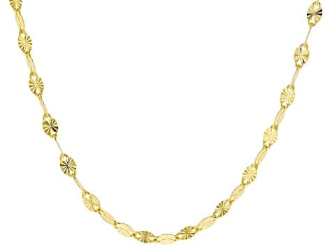 18k Yellow Gold Over Bronze 3.5mm Sunburst Mirror Link 20 Inch Chain