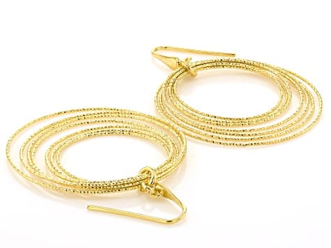 18k Yellow Gold Over Bronze Multi-Circle Dangle Earrings