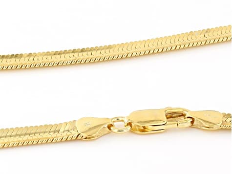 18k Yellow Gold Over Bronze Textured Herringbone 20 Inch Chain