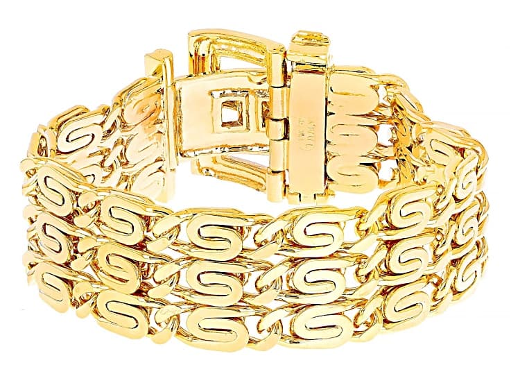 18k Yellow Gold Over Bronze "Lumacina" Buckle Clasp Bracelet