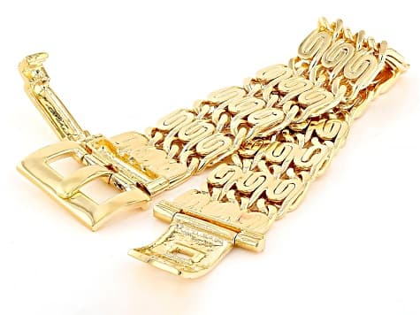 18k Yellow Gold Over Bronze "Lumacina" Buckle Clasp Bracelet