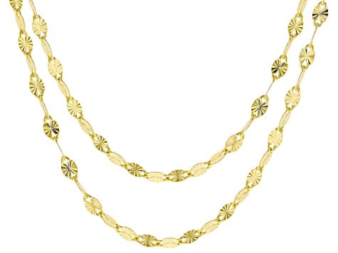 Moda Al Massimo® 18k Yellow Gold Over Bronze 3.5mm Sunburst Mirror Link 16 Inch Chain Set of 2