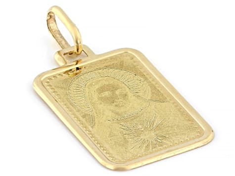14k Yellow Gold "Sacred Heart" Jesus Tag Pendant