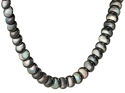 Tahitian Mother-Of-Pearl Rhodium Over Sterling Silver Necklace
