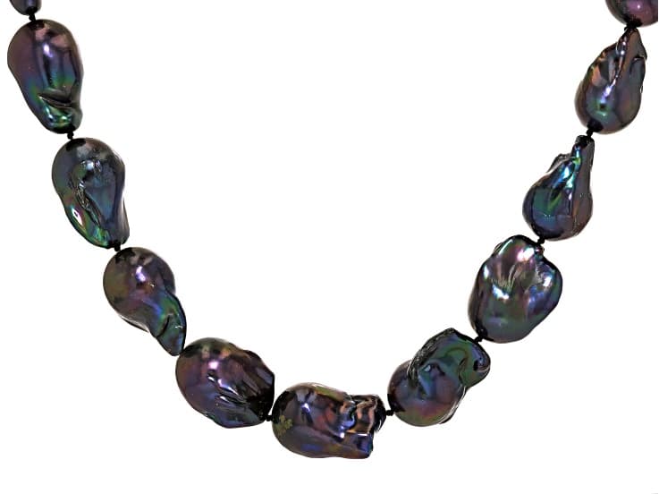 Genusis™ Black Cultured Freshwater Pearl 14k Yellow Gold Over Sterling Silver Necklace