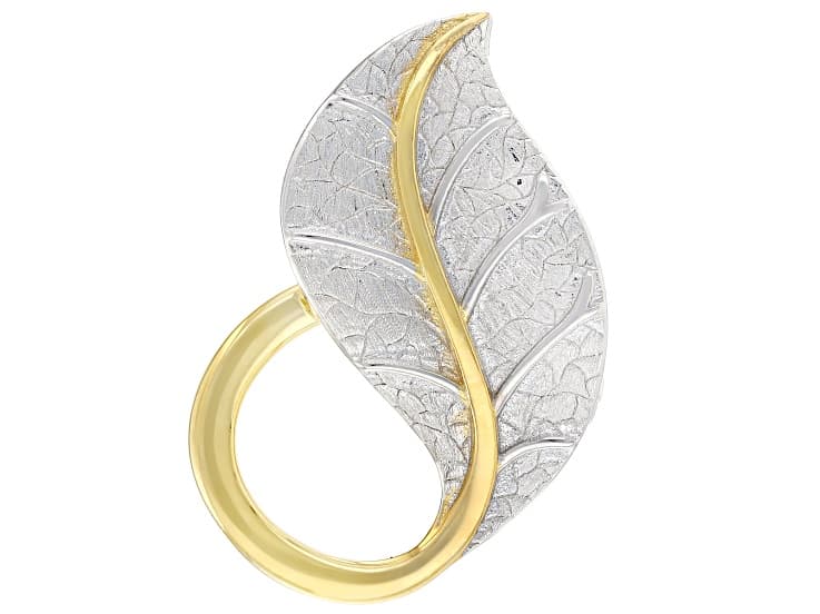 Rhodium And 18k Yellow Gold Over Sterling Silver Enhancer Pendant Converter