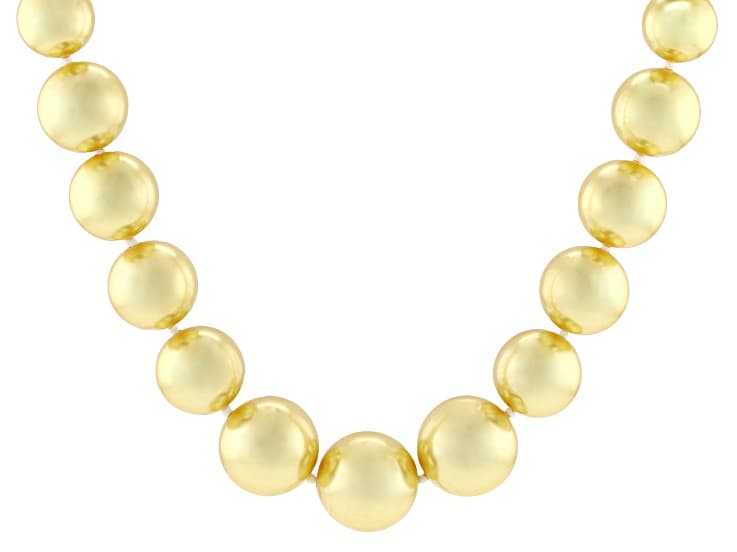 Pearlfection® Golden South Sea Simulant Rhodium Over Sterling Silver 28 Inch Strand