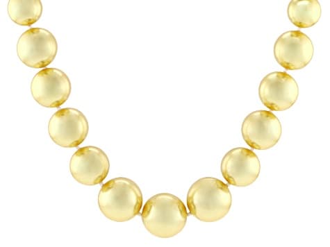 Pearlfection® Golden South Sea Simulant Rhodium Over Sterling Silver 28 Inch Strand