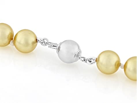 Pearlfection® Golden South Sea Simulant Rhodium Over Sterling Silver 28 Inch Strand