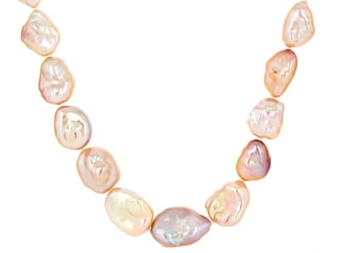 Multi-Color Cultured Keshi Freshwater Pearl 18k Yellow Gold Over Sterling Silver 20 Inch Necklace