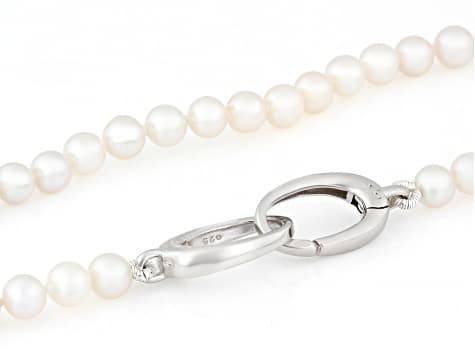 Genusis™ White Cultured Freshwater Pearl Rhodium Over Sterling Silver 20 Inch Strand Necklace