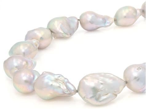 Genusis™ 13-15mm Platinum Cultured Freshwater Pearl Rhodium Over Sterling Silver 24 Inch Necklace