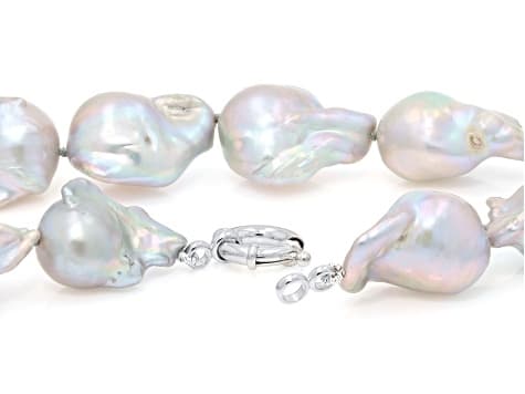 Genusis™ 13-15mm Platinum Cultured Freshwater Pearl Rhodium Over Sterling Silver 24 Inch Necklace