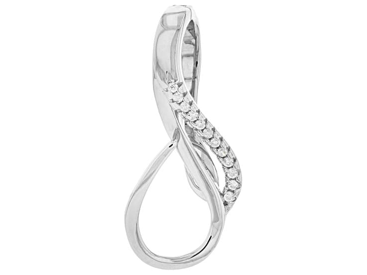 White Zircon Rhodium Over Sterling Silver Enhancer Pendant Converter 0.05ctw