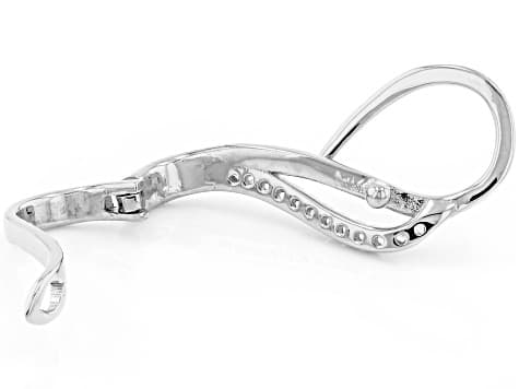 White Zircon Rhodium Over Sterling Silver Enhancer Pendant Converter 0.05ctw