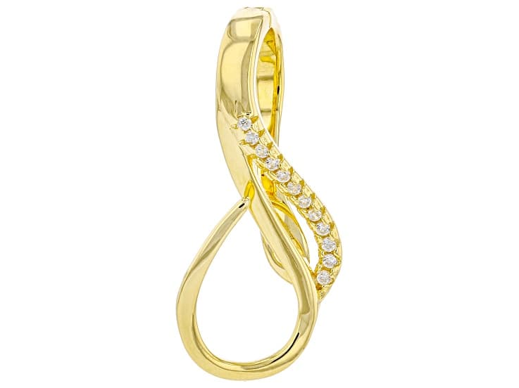 White Zircon 18k Yellow Gold Over Sterling Silver Enhancer Pendant Converter 0.05ctw