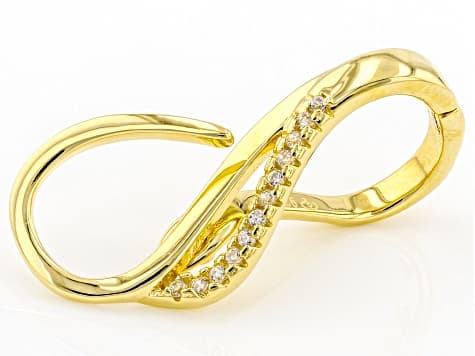 White Zircon 18k Yellow Gold Over Sterling Silver Enhancer Pendant Converter 0.05ctw