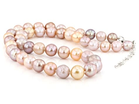Multi-Color Cultured Freshwater Pearl Rhodium Over Sterling Silver 18 Inch Strand Necklace