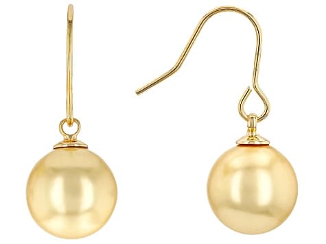 Pearlfection® Golden South Sea Simulant 18K Yellow Gold Plated Earrings