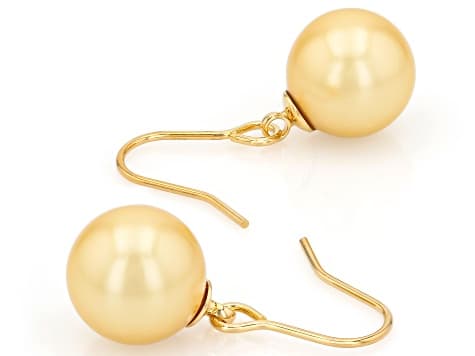 Pearlfection® Golden South Sea Simulant 18K Yellow Gold Plated Earrings