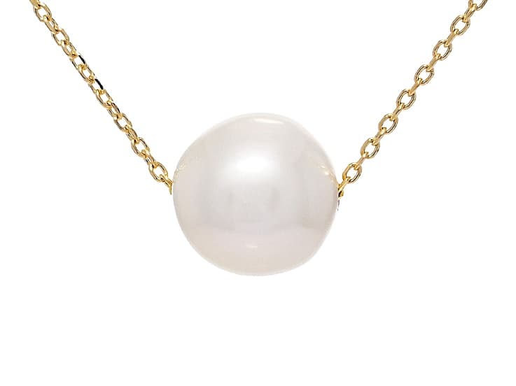 Genusis™ White Cultured Freshwater Pearl 18k Yellow Gold Over Bronze 18 Inch Solitaire Necklace